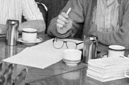 Fotoausschnitt: Empfang von Mitgliedern des DAG-Vorstandes in Leuna, 22. Juni 1990