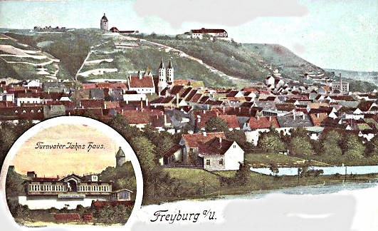 Postkarte von Freyburg (Unstrut) (Privatbesitz, nicht im Archivbestand enthalten). Klicken zum Vergrößern.