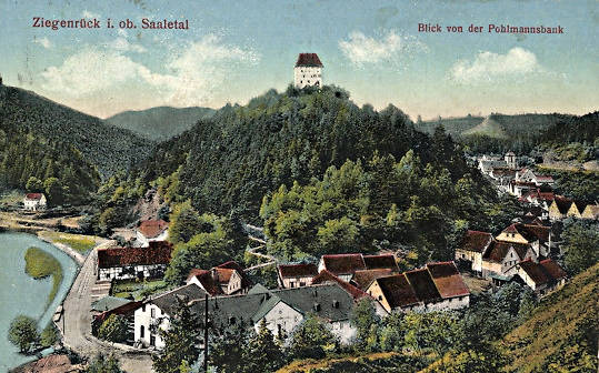 Postkarte von Ziegenrück (Privatbesitz, nicht im Archivbestand enthalten). Klicken zum Vergrößern.
