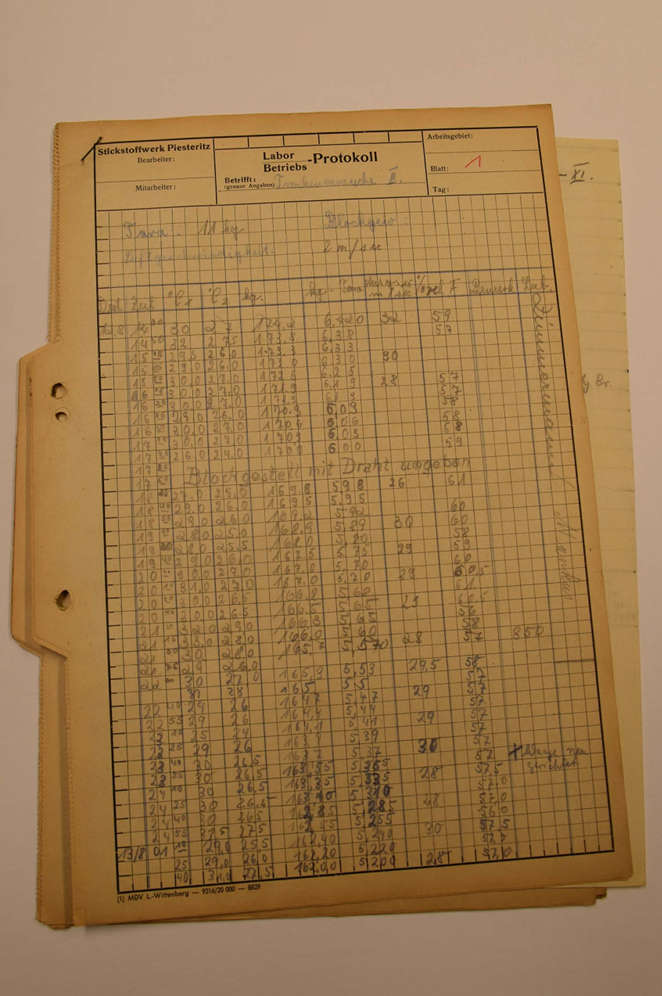Abbildung I 572, Nr. 1158: Versuche zur Verkürzung der Trockenzeit von Piatherm, Versuchsprotokoll, 1951. Klicken zum Vergrößern.
