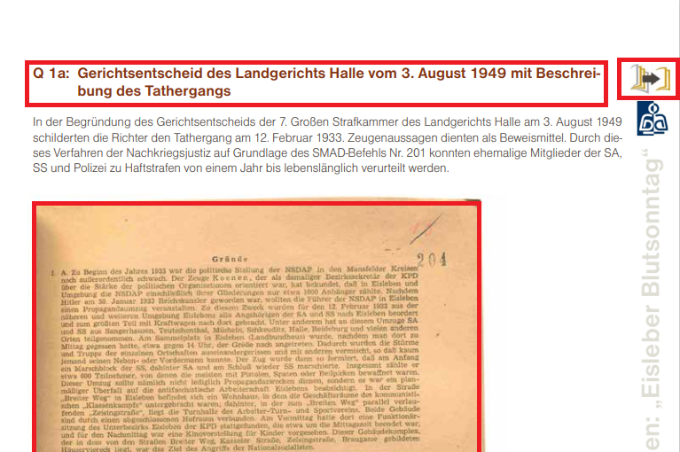 Der Mausklick auf das Buch, die Überschrift oder die Quelle führt zum Quellenauszug.