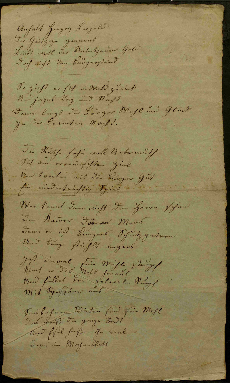 Spottgedicht über Herzog Leopold Friedrich von Anhalt-Dessau und seine Beamten (LASA, Z 44, C 90 Nr. 33).). Abbildung Spottgedicht über Herzog Leopold Friedrich von Anhalt-Dessau und seine Beamten (LASA, Z 44, C 90 Nr. 33).)