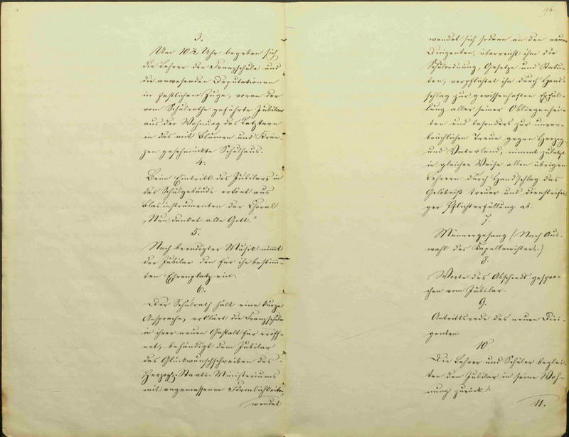 „10. Die Lehrer und Schüler begleiten den Jubilar in seine Wohnung zurück.“ (LASA, Z 104, Nr. 437, Bl. 45-46)