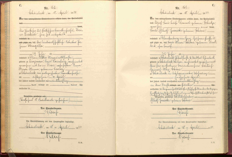Sterberegister-Zweitschrift Eintrag (LASA, C 131 II Magdeburg, Nr. 16 Bd 3)